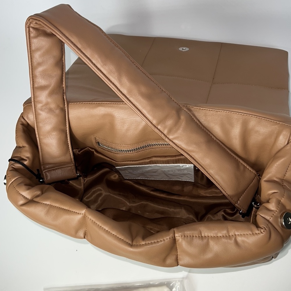 Stand Studio Tan Padded Leather Top-Handle Clutch - Picture 8 of 12